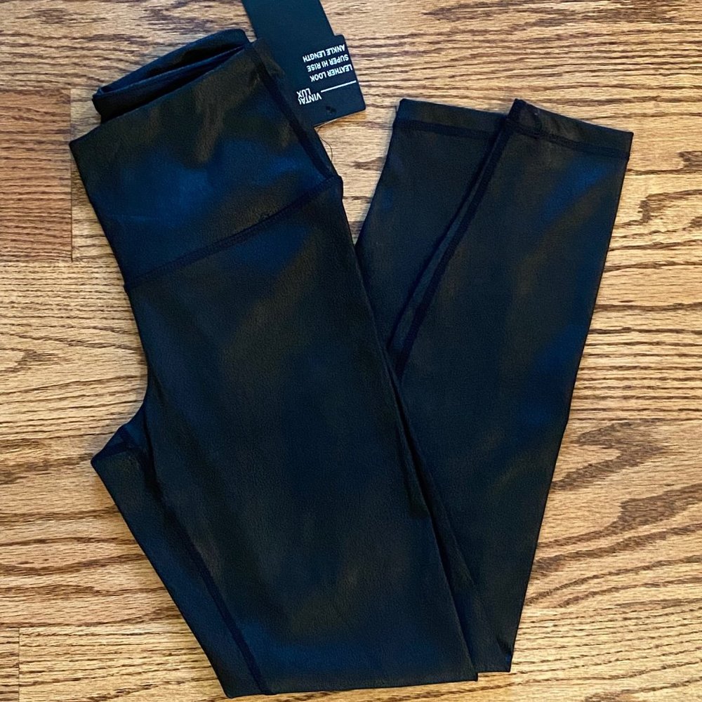 NWT - 90 DEGREE BY REFLEX Faux Cracked Leather High Rise Ankle Leggings